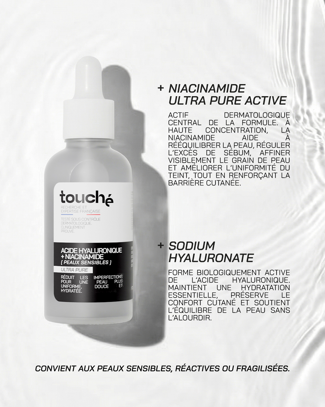 ACIDE HYALURONIQUE + NIACINAMIDE ULTRA PURE · HIGH POTENCY [Peaux sensibles] - Touché Skincare Lab