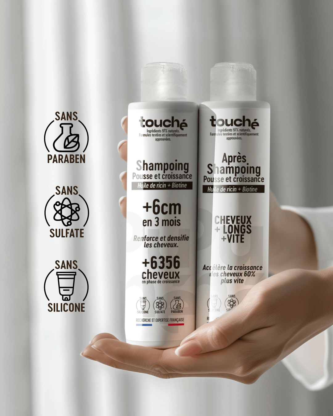 Pack shampooing et après-shampooing pousse et croissance - Touché Skincare Lab