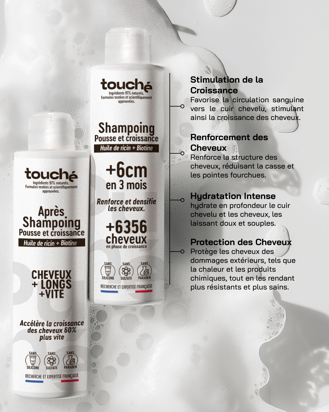 Pack shampooing et après-shampooing pousse et croissance - Touché Skincare Lab